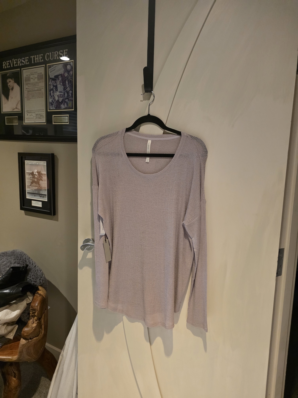 Babaton Light Lavender Long Sleeve Waffle  Knit Top